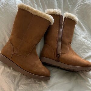 Worn Once! Cat & Jack fur lined zip-up boots girls size 2